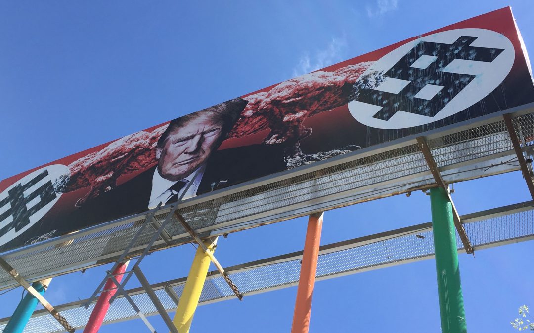Anti-Donald Trump billboard vandalized in downtown Phoenix