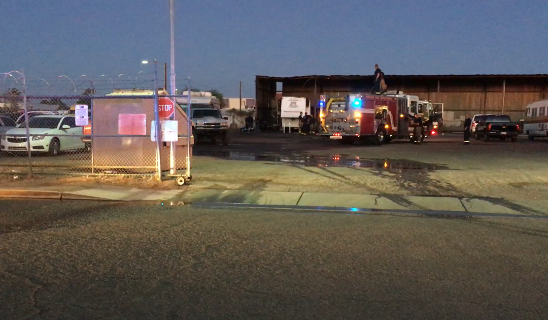Fire crews douse flames in a Phoenix RV lot
