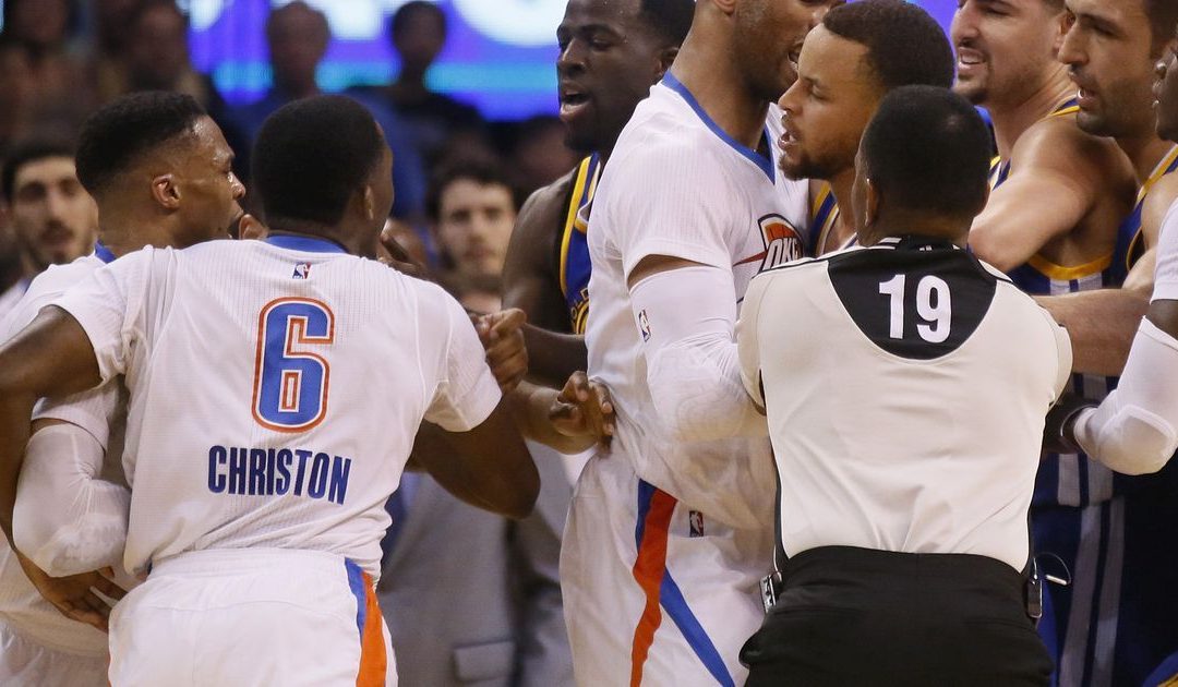 Curry and Westbrook get technical fouls as Warriors and Thunder scuffle