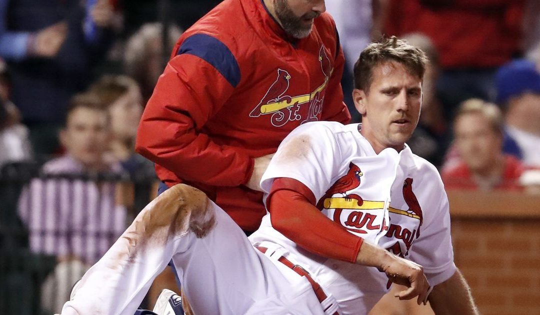 Cardinals’ Stephen Piscotty exits game after hit three times around the bases