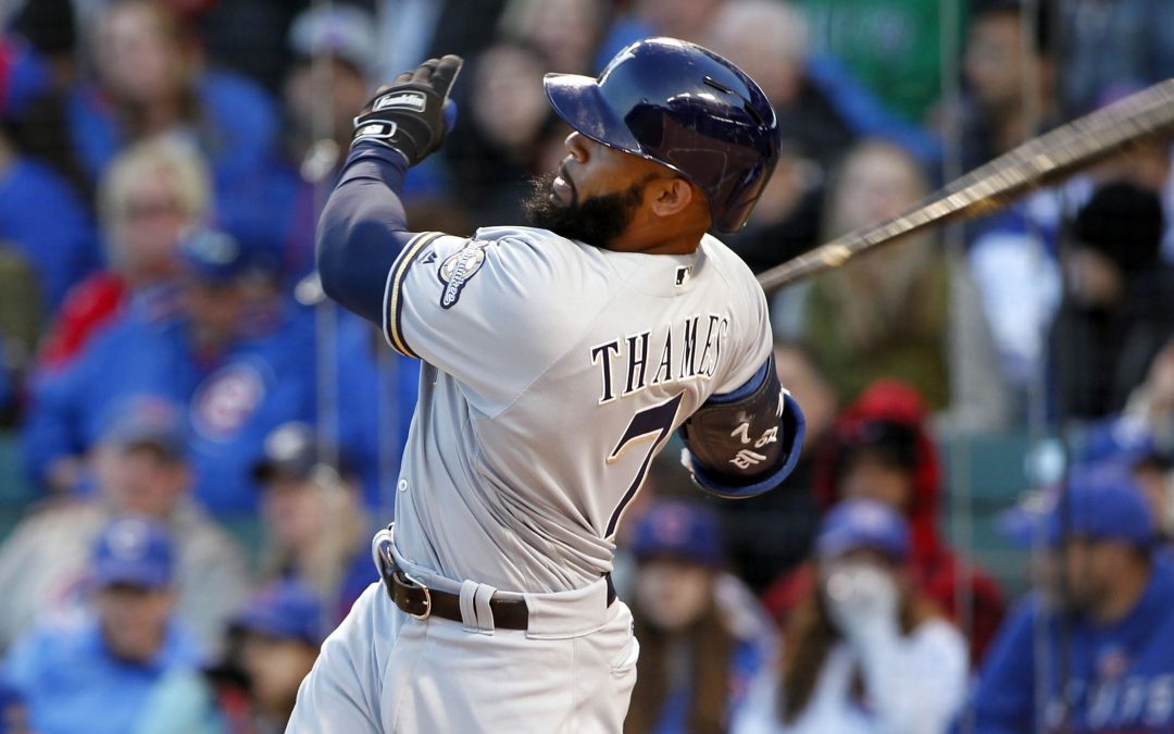 Former Korean star Eric Thames homers in 5 straight for Brewers