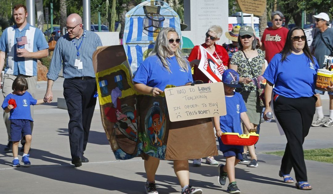 Arizona teachers hold ‘boat parade’ at state Capitol to protest low pay