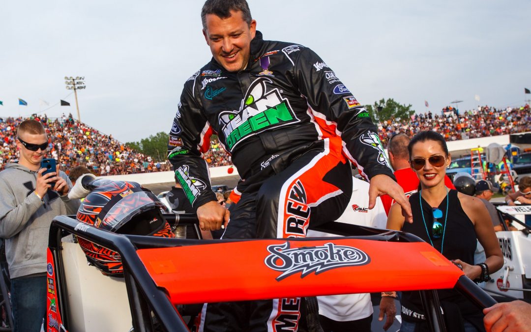 Tony Stewart lets loose at Little 500, from a banana to a chugged Busch beer