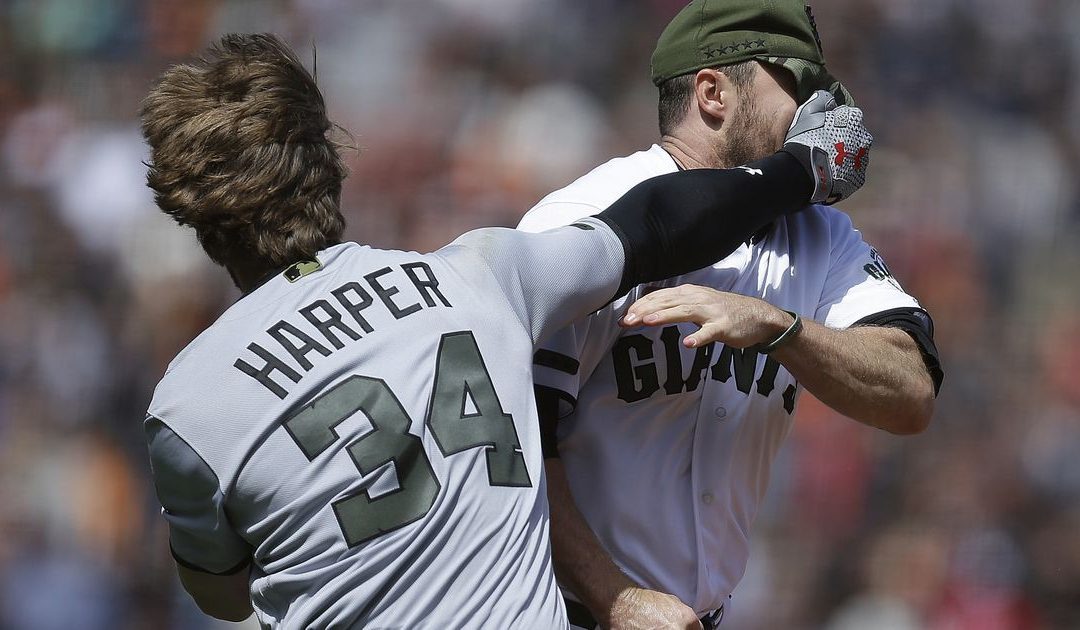 Bryce Harper sparks massive Giants-Nationals brawl after Hunter Strickland drills him