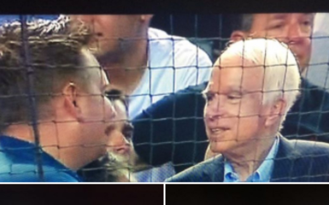 John McCain catches a Diamondbacks game, greets fans