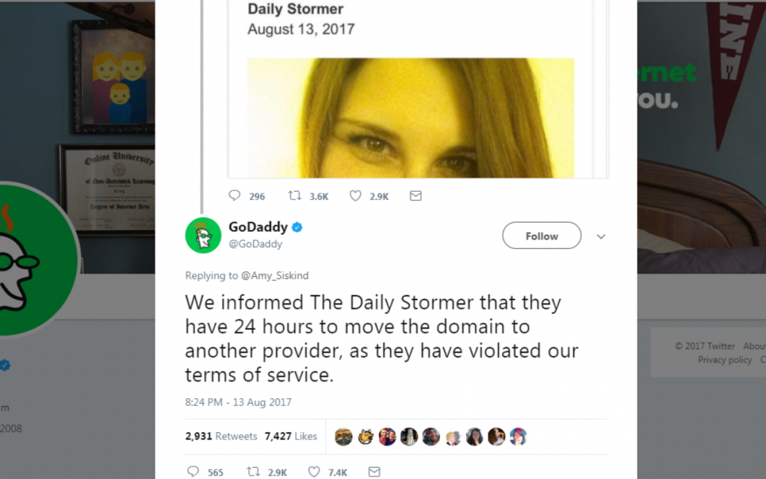 Neo-Nazi site appears down after GoDaddy, Google dump it
