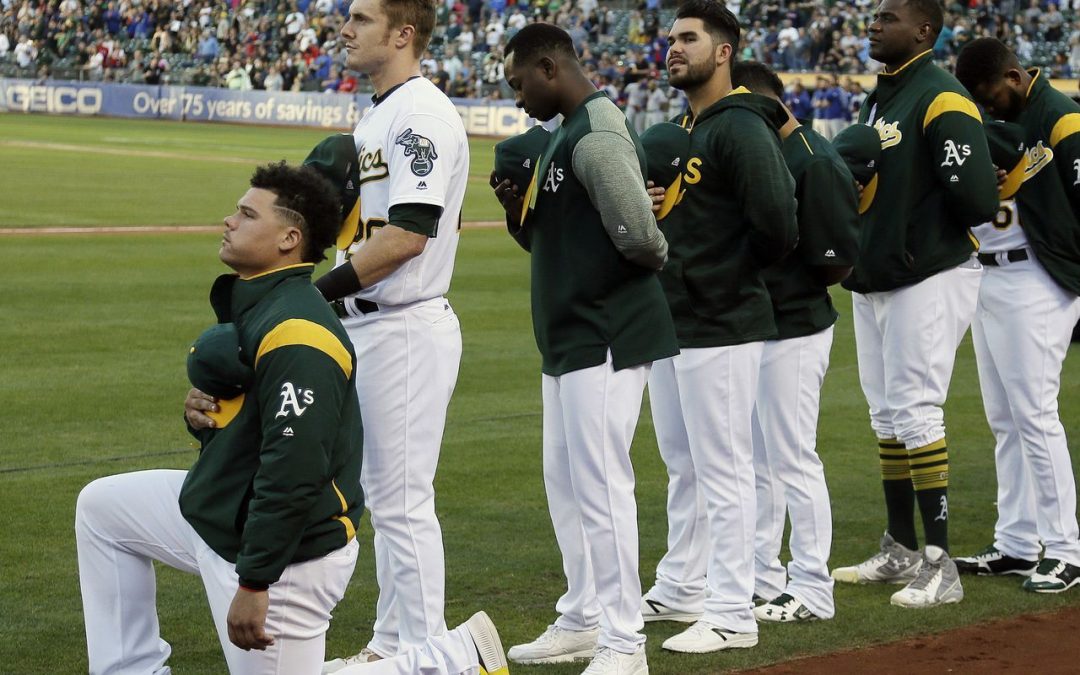 Oakland A’s Bruce Maxwell first MLB player to kneel during anthem