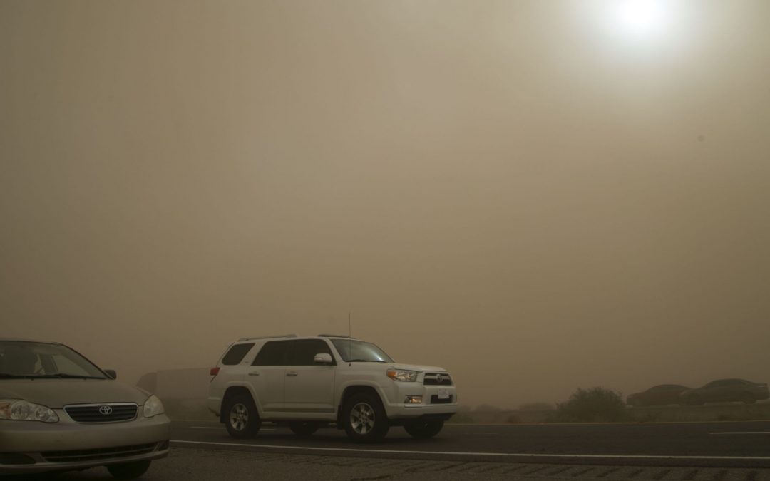 Winds drive blowing dust in deserts, while snow hits N. Arizona