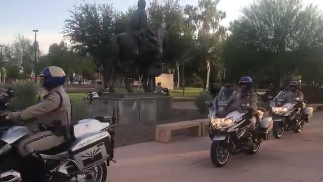 Motorcade arrives at fallen DPS Trooper Tyler Edenhofer’s vigil in Phoenix