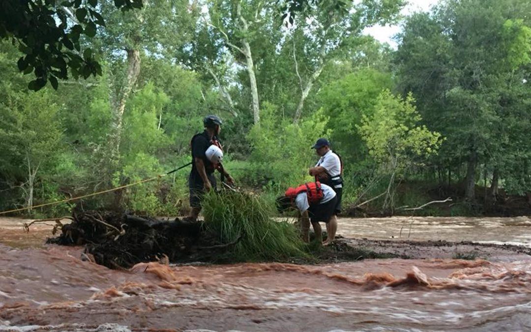 Sedona firefighters rescue 3 trapped in flooded creek