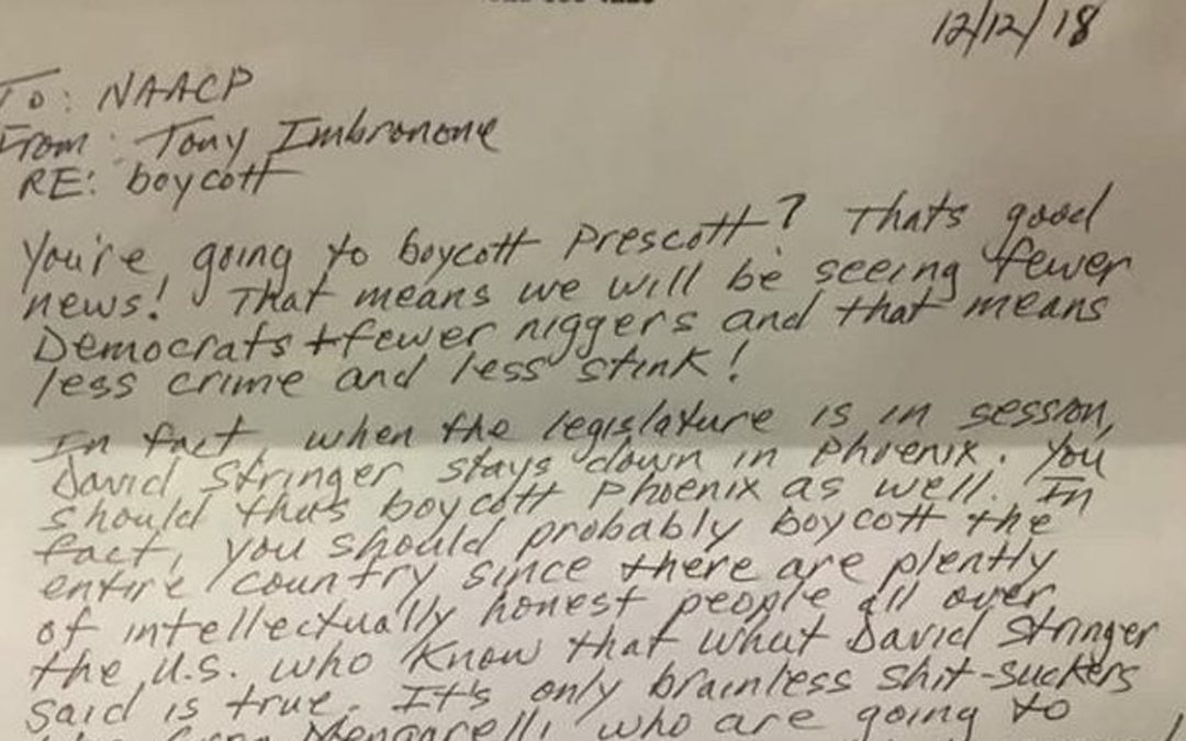 Rep. Stringer defender sends racist letter to East Valley NAACP president