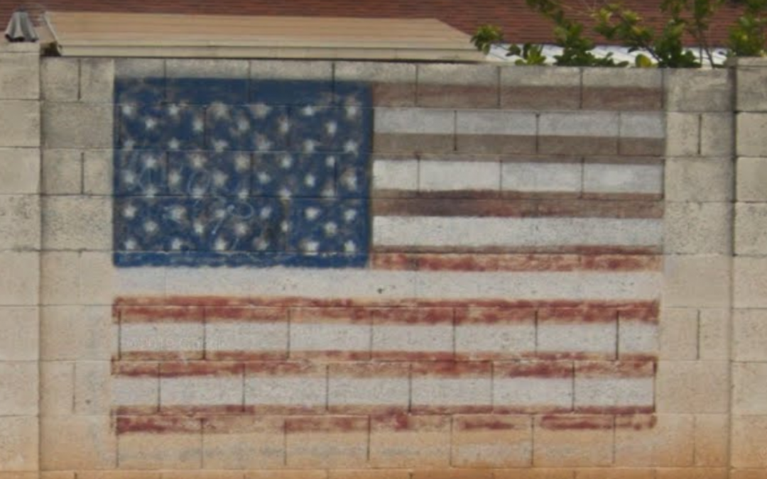 American flag mural in Phoenix defaced with anti-Trump graffiti