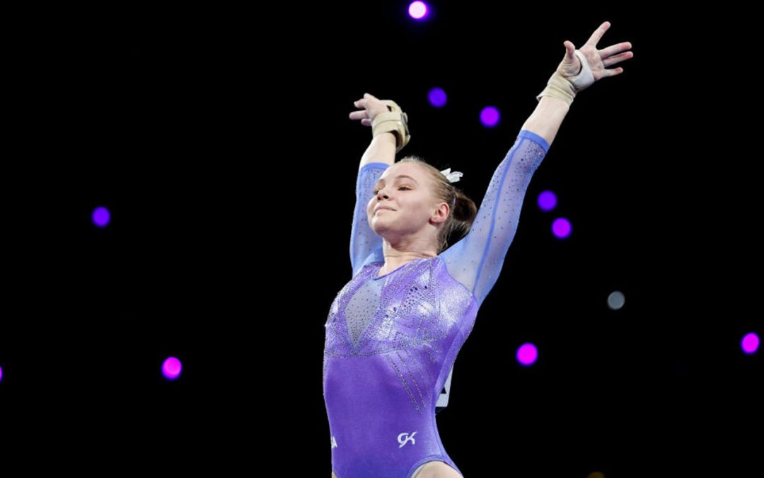 Jade Carey wraps up Melbourne World Cup with floor exercise win