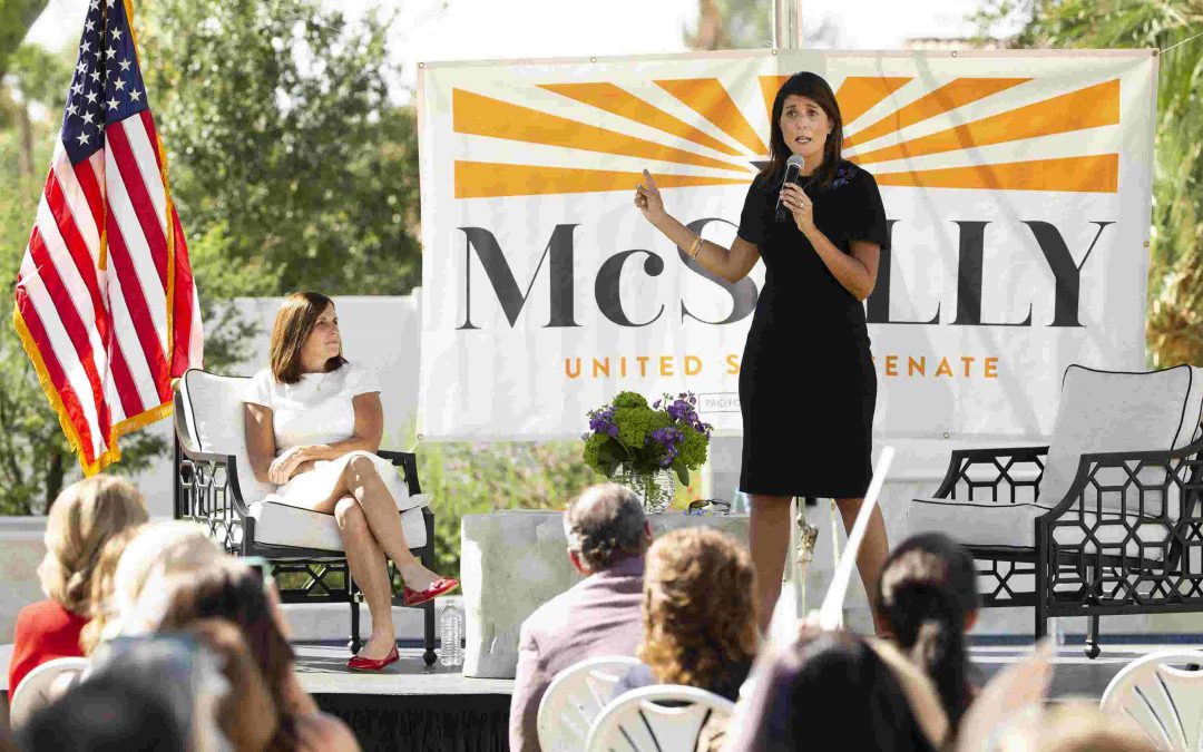 Former South Carolina governor Nikki Haley campaigns with Sen. Martha McSally in Scottsdale