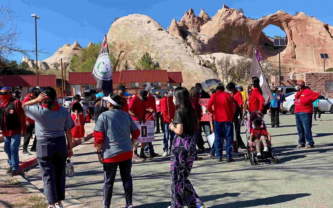Participants walk in honor of Missing and Murdered Indigenous Women on the Navajo Nation